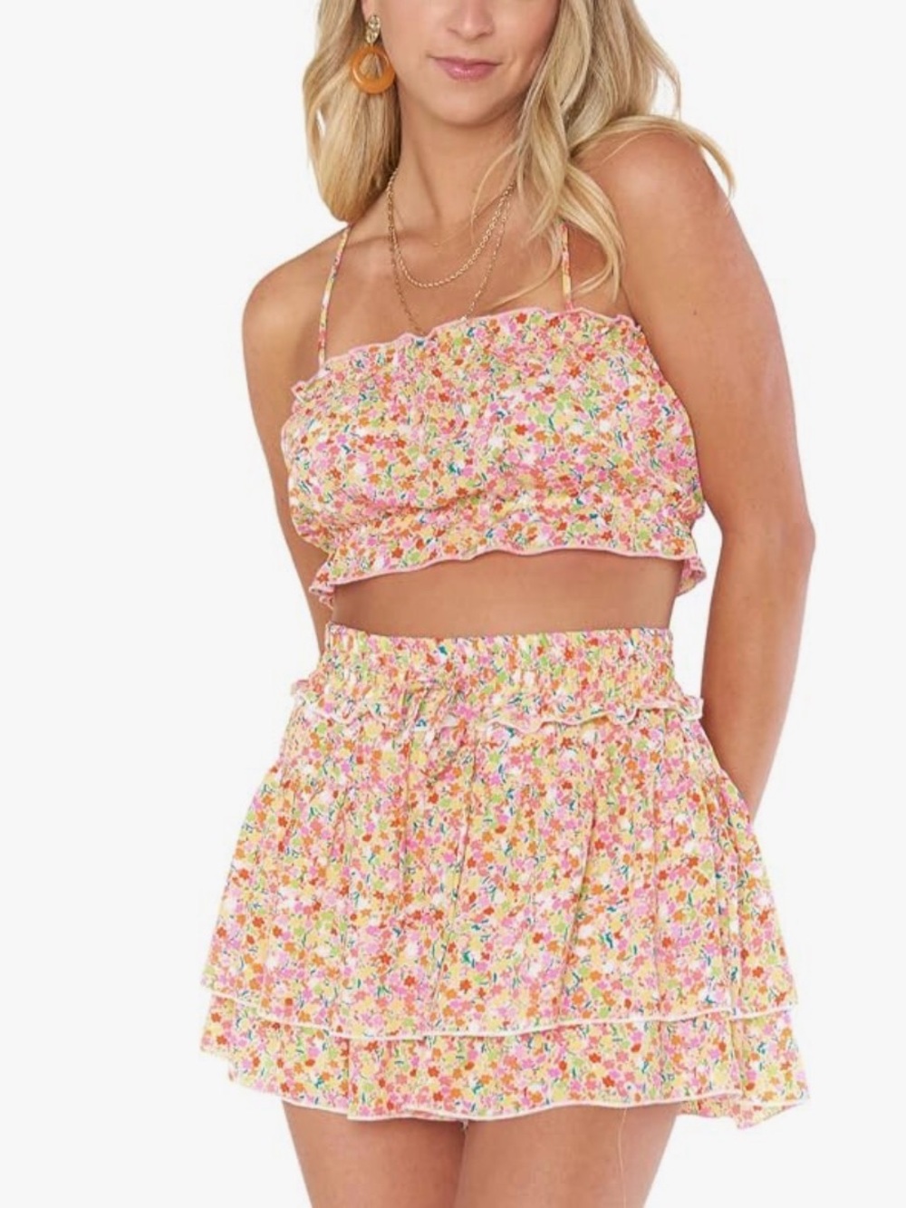 SMYM Beachy Blossom Mini Skort and crop top.